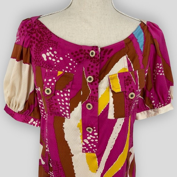 DVF Diane von Furstenburg Womens Margot Silk Printed Button Front Shift Dress 6 - Picture 3 of 16